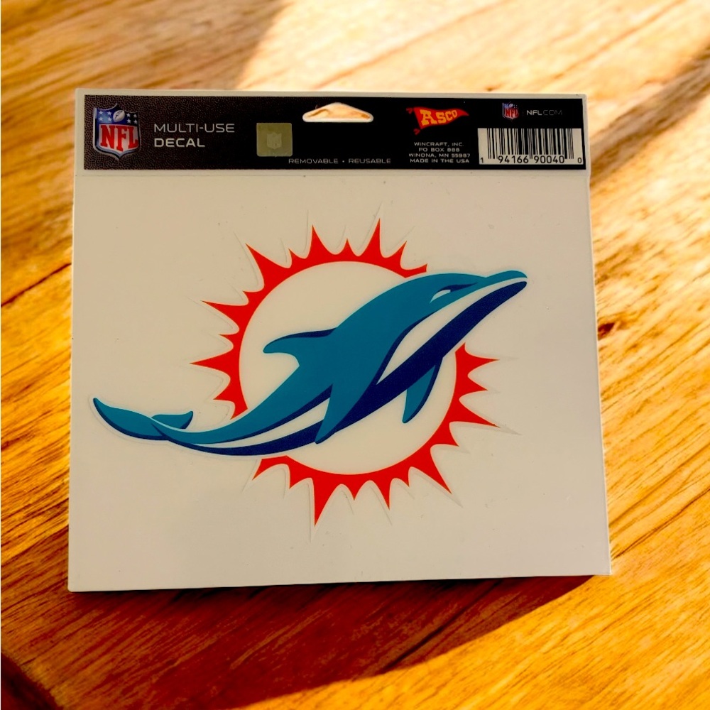 NFL Miami Dolphins Multi-Use Window Cling Decal